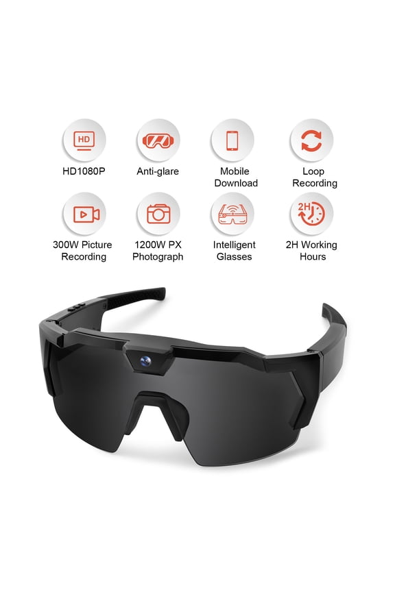 Smart Glasses with Camera, 4K HD POV Smart Baseball Sunglasses Lightweight Video Recording Glasses with Camera Audios Outdoor Sports Action Sunglasses for Men Women 32/64/128GB SD Card