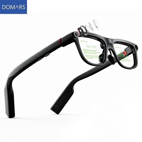 Domars AI Smart Glasses with HD Camera & AR Display, 268-Language Real-Time Translation, Invisible Teleprompter, Bluetooth Smart Sunglasses for Men Women