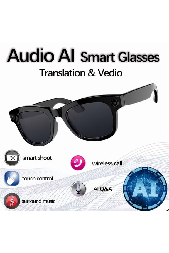 Smart Glasses, Camera Glasses with Real-Time Translation, Object Recognition, Open-Earphone And Video Recording, Suitable for Sports,, Cyclists And Ath, Gift for Christmas