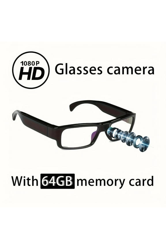 Smart Glasses Camera | HD 1080P Digital Video Recorder, Lightweight & Stylish Black ABS Frame, HD Lens Eye Protection Rechargeable Battery, Sports Action Camera, 64GB Memory Card