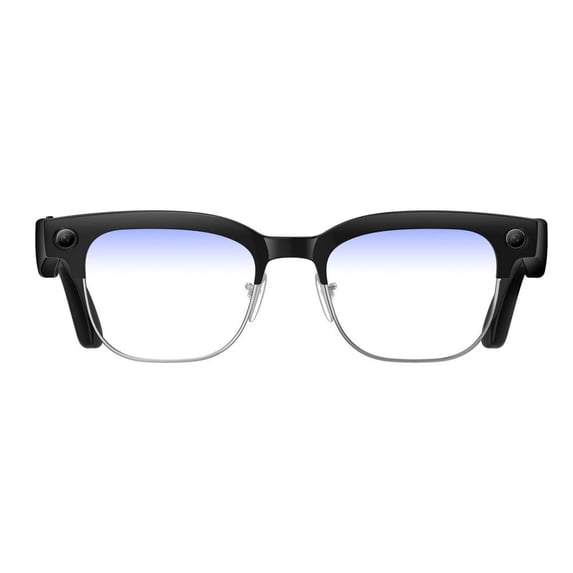 Smart Glasses with Camera, Semi-rimless Clear Blue Light Protection Lens, HD 8MP Photo Video Recording, ChatGPT AI Photos Recognition, Q&A, Live Translation, Bluetooth Earphone Call, Music