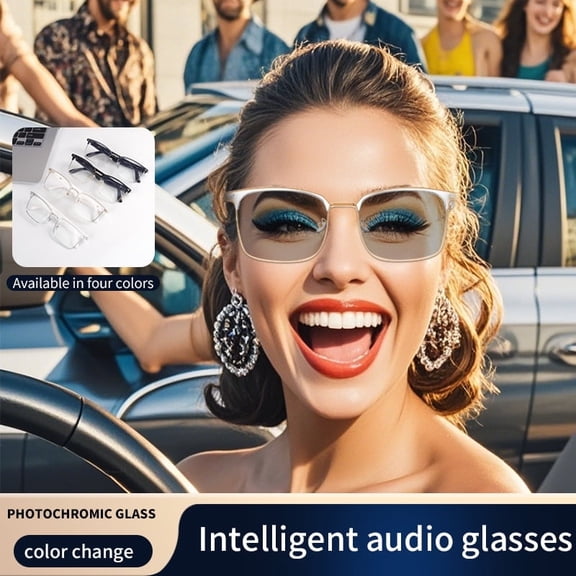 Smart Glasses GS13 Wireless AI Voice Assistant BT Call Smart Color-changing Glasses Music Control Gifts for Men and Women