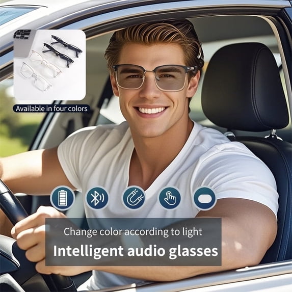 Smart Glasses GS13 Wireless AI Voice Assistant BT Call Smart Color-changing Glasses Music Control Gifts for Men and Women