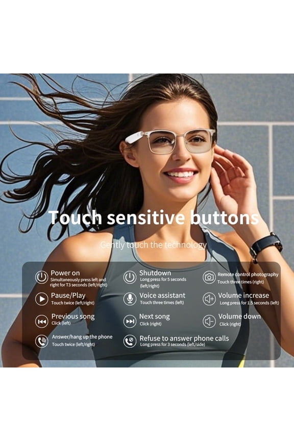 Smart Glasses GS13 Wireless AI Voice Assistant BT Call Smart Color-changing Glasses Music Control Gifts for Men and Women