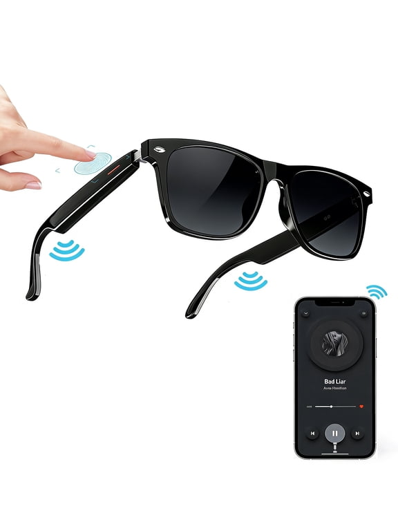 Smart Glasses,Polarized Sunglasses with Bluetooth Speaker,Clear Call,Remote Control for Taking Photos,Outdoor UV Protection,Voice Assistant and Voice Control