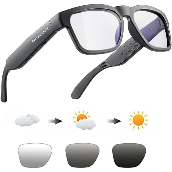 Smart Glasses,Safety Glasses with Bluetooth Speaker,Indoor/Outdoor UV Protection and Voice Control,Unisex(Blue Light Lens)