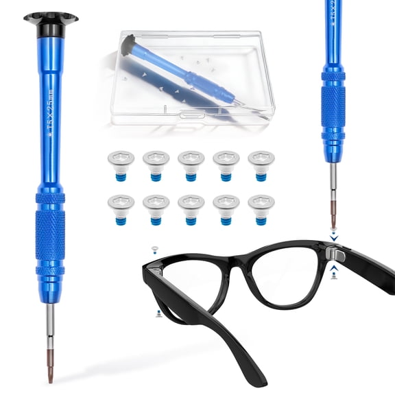 Smart Glasses Screwdriver and Screw Set with 10 Anti-Loosening Hinge Screws