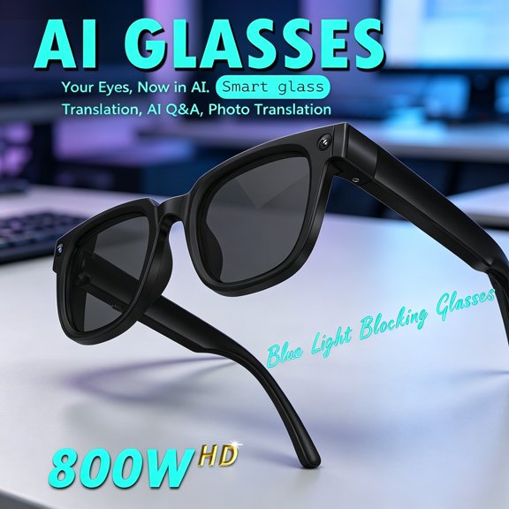 Smart Glasses with Translation & Camera, Voice Control, Real‑Time Video & Conversation Translator, Wireless Audio, Budget‑Friendly for Men, Women & Workers