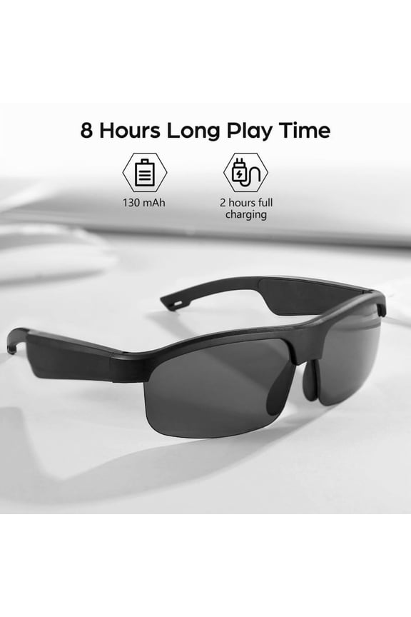 Smart Glasses , Unisex Smart Sunglasses with Bluetooth, Smart Touch Audio Glasses for Adult, Black