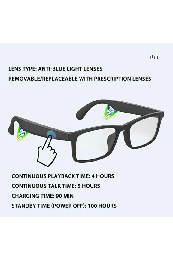 4 Lens Colors Smart Glasses - HiFi Sound, Touch Button, TWS, AI Voice Assistant - Compatible with iPhone/Android, Outdoor/Daily Wear