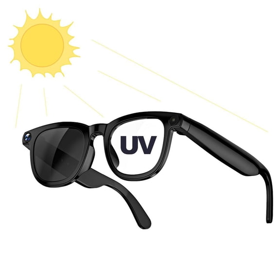 Smart Glasses with 12MP Camera, Voice Translation & Video Recording, Wireless Call Smart Glasses for First-Person Photography, Black Tech Wearable