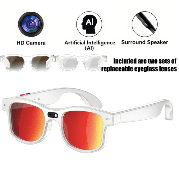 Smart Glasses with Photochromic Lenses, 1080P HD Recording, Real-Time Translation, Camera, Wireless Audio, for Travel Sports Outdoor Activities
