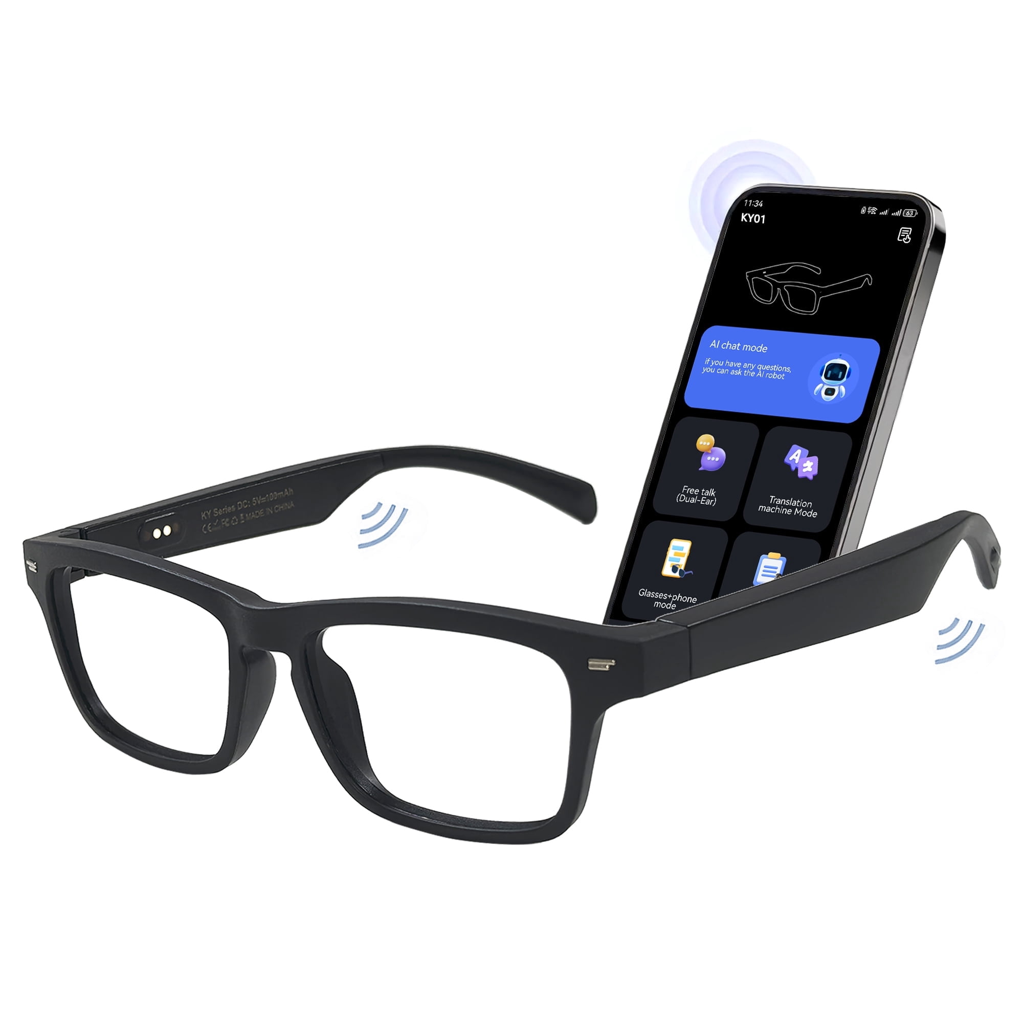 Smart Glasseswith AI,Bluetooth Music Glasses with 130+ Translation,Anti ...
