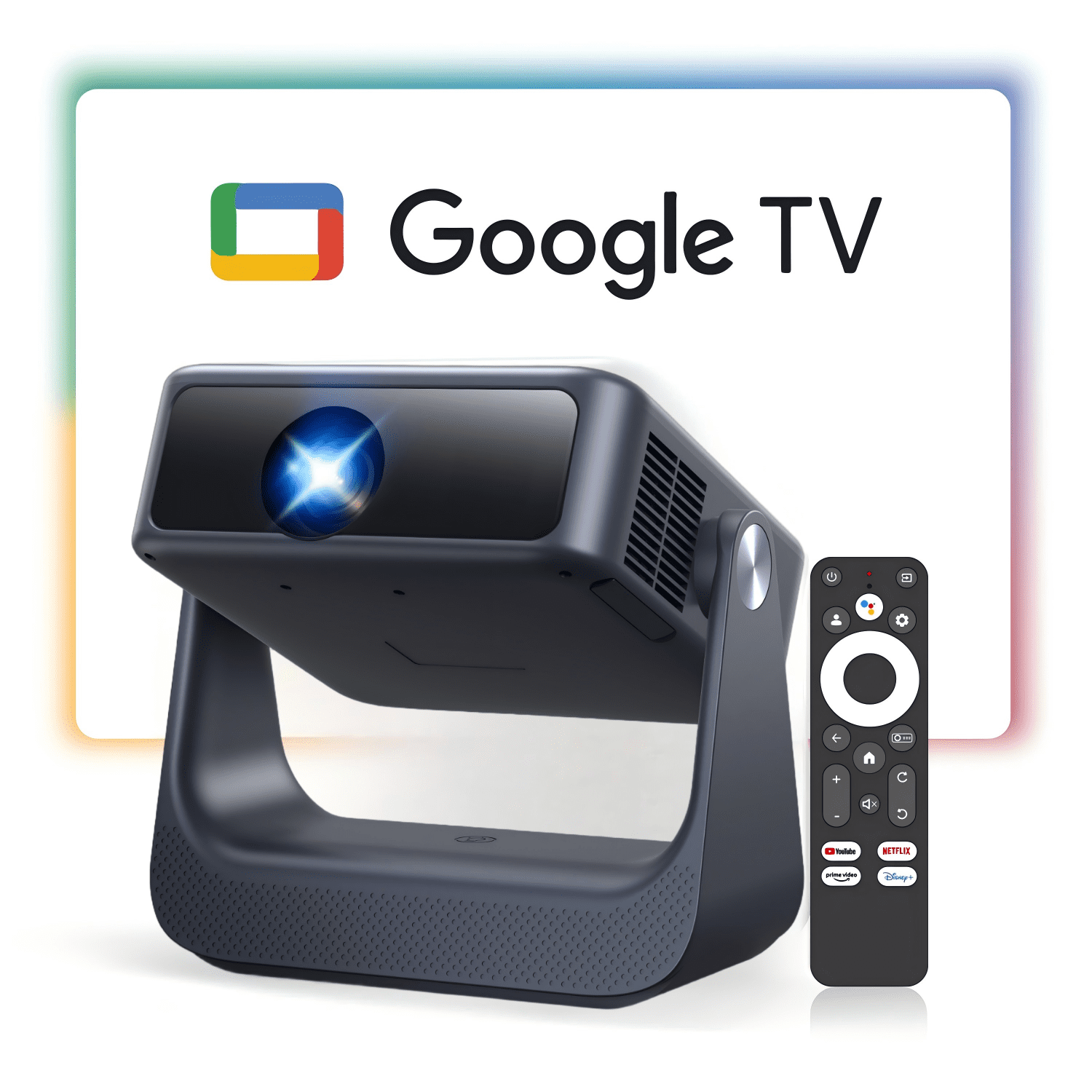 Smart Projector with Google TV, Auto Focus & 360 Rotation | 1080P WiFi Bluetooth Projector for Home Theater