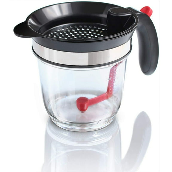 Smart Gravy Grease Separator, Innovative Kitchen Gadget With Bottom Release And Heat-Resistant Sieve, Perfect For Preparing Low-Fat Broths And Sauces