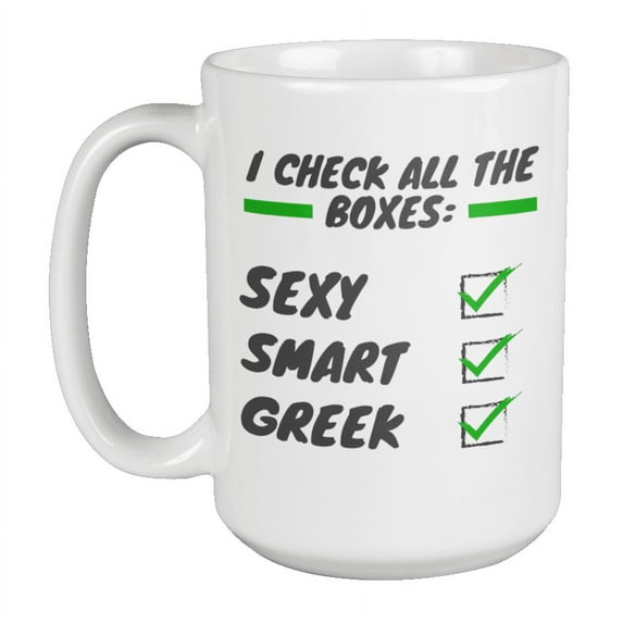 Smart Greek, Greece Themed Ceramic Coffee & Tea Gift Mug (15oz)
