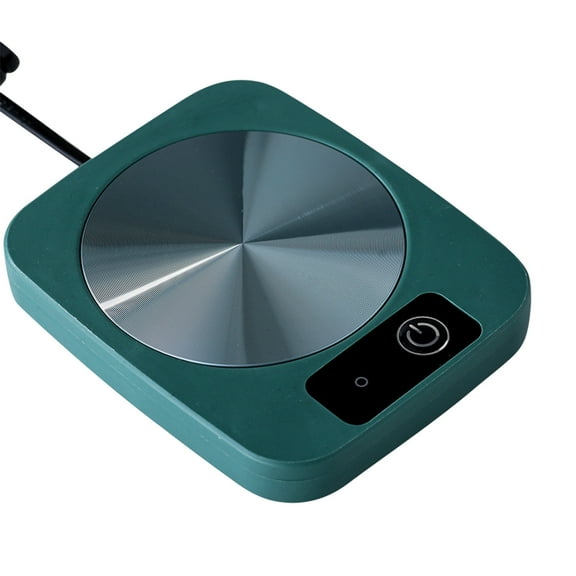 Smart Heated Cup Coaster with Temperature Display for Keeping Beverages Warm - Universal Fit for All Cup Materials, Portable for Home and Office Green