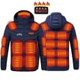 thumbnail image 1 of Smart Heated Jackets for Men with 4-Zone Control 21 Heating Areas USB Charging 10000mAh Hooded Small print Outwear (Battery Not Included), 1 of 6