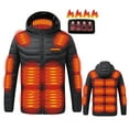 thumbnail image 1 of Smart Heated Jackets for Men with 4-Zone Control 21 Heating Areas USB Charging 10011mAh Hooded Small print Outwear (Battery Not Included), 1 of 9