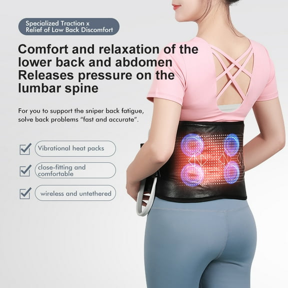 Smart Heating Lumbar Belt with Gentle Infrared Warmth & 4-Zone Vibration, Rechargeable Adjustable Back Support for Comfort & Relaxation