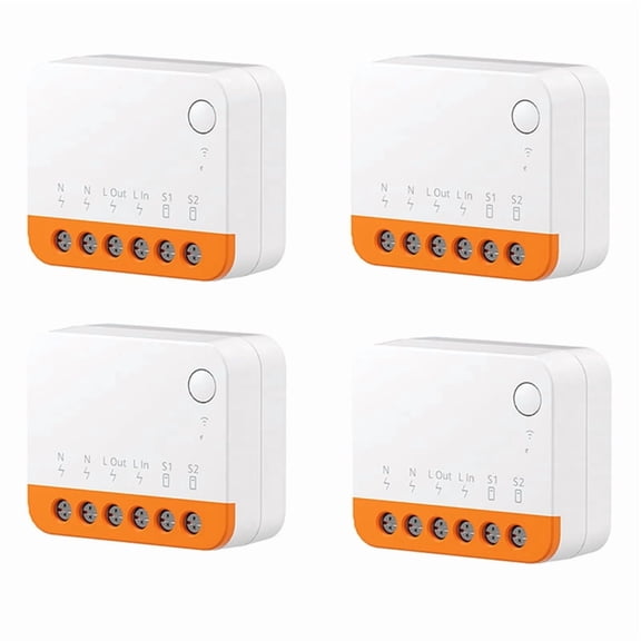 Smart Home 4-Pack WiFi Switch Modules, 2.4GHz Voice-Controlled DIY Switch, Relay, 100-240V Input
