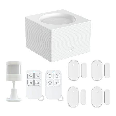 Smart Home Alarm System,Different Apartment App Remote Door Window Alarm Wifi Alarm Remote Alarm Piece-kit 8 Alarm Remote 11 Different Alarm App Window Pir Remote 8 Different White