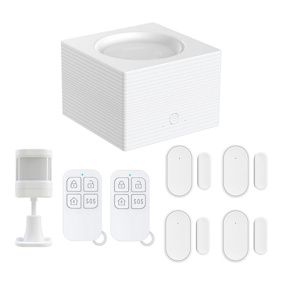 Smart Home Alarm System,Different Apartment App Remote Door Window Alarm Wifi Alarm Remote Alarm Piece-kit 8 Alarm Remote 11 Different Alarm App Window Pir Remote 8 Different White