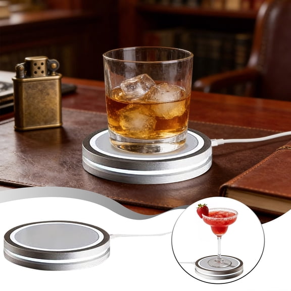 Smart Home Bar Pad Weight-Sensing Cocktail Coaster With Adjustable Led Strip & App Control For Home Bar Setup(Clear-5In)