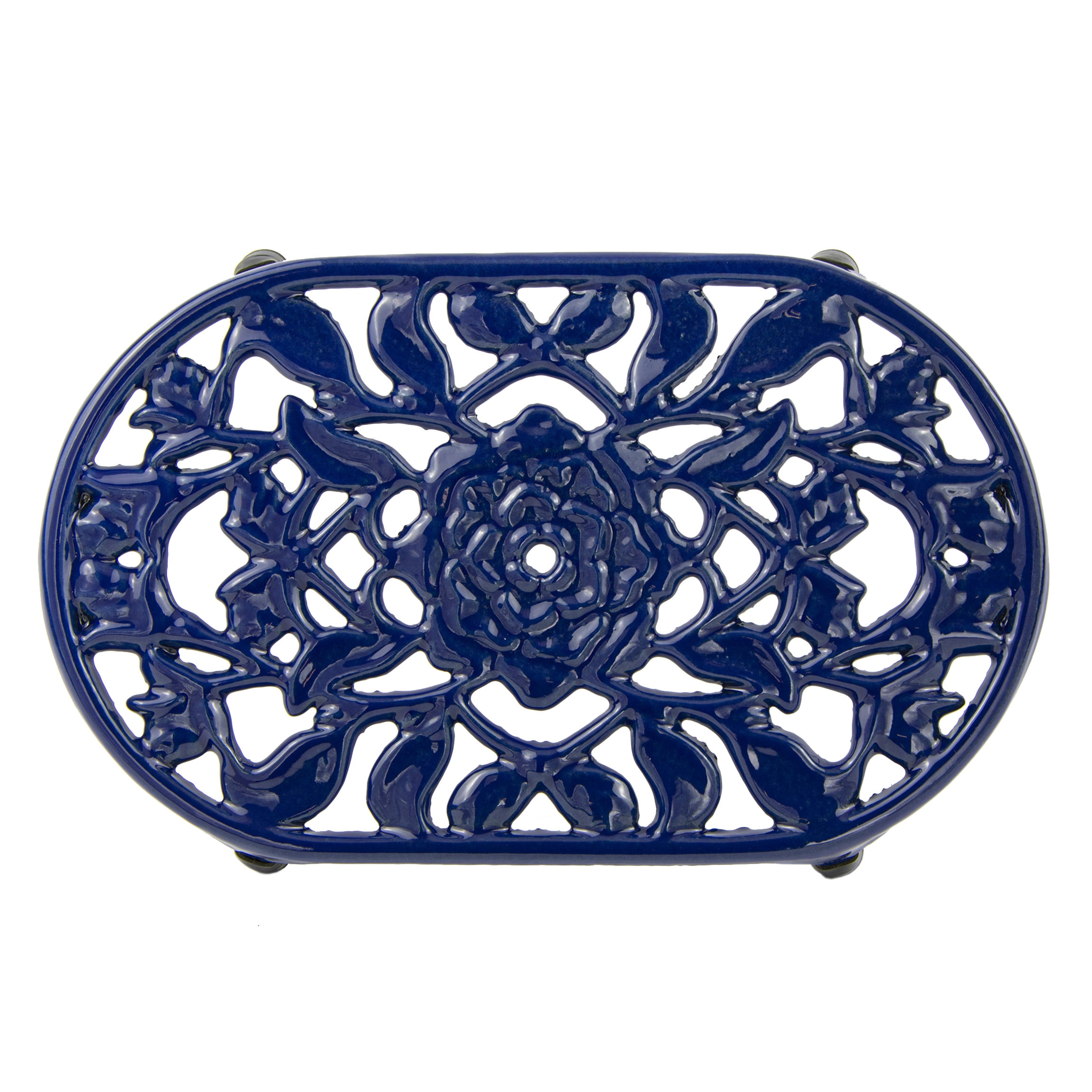 Smart Home Cobalt Blue Oval Cast Iron Trivet