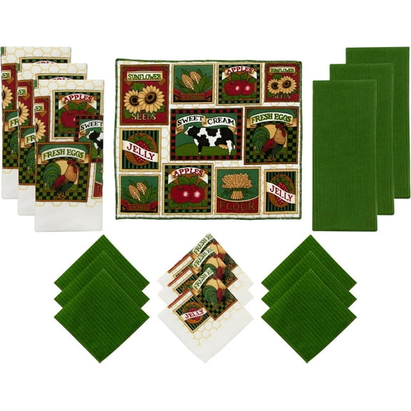 Smart Home Farmers Market Microfiber Kitchen Towel Set, 16 Pieces
