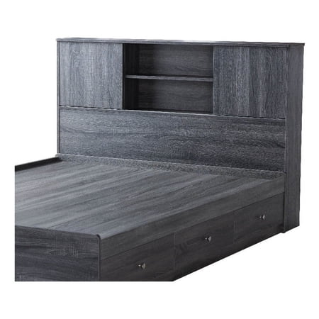 Smart Home Furniture 2-Shelf Wood Twin Bookcase Headboard in Distressed Gray