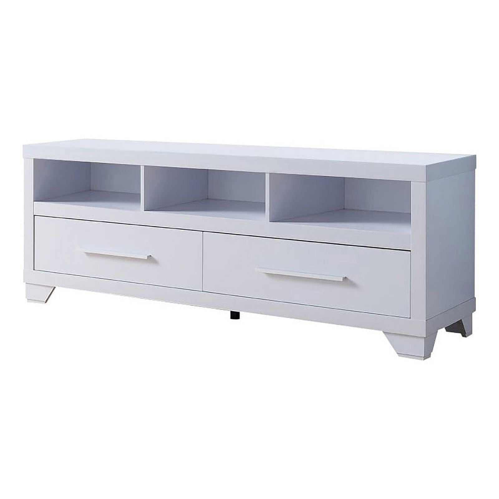 Smart Home Furniture 3Shelf Wood TV Stand for TVs up to 65" in White