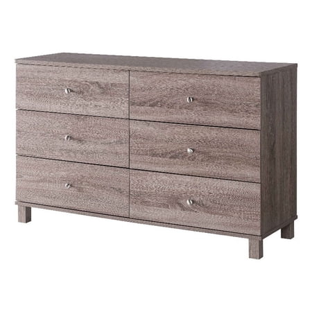 Smart Home Furniture 6-Drawer Contemporary Wood Dresser in Dark Taupe Brown