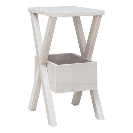 Smart Home Furniture Contemporary Wood Chairside Table in White Oak