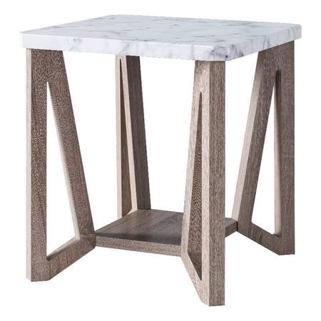 Smart Home Furniture Contemporary Wood End Table in White/Dark Taupe