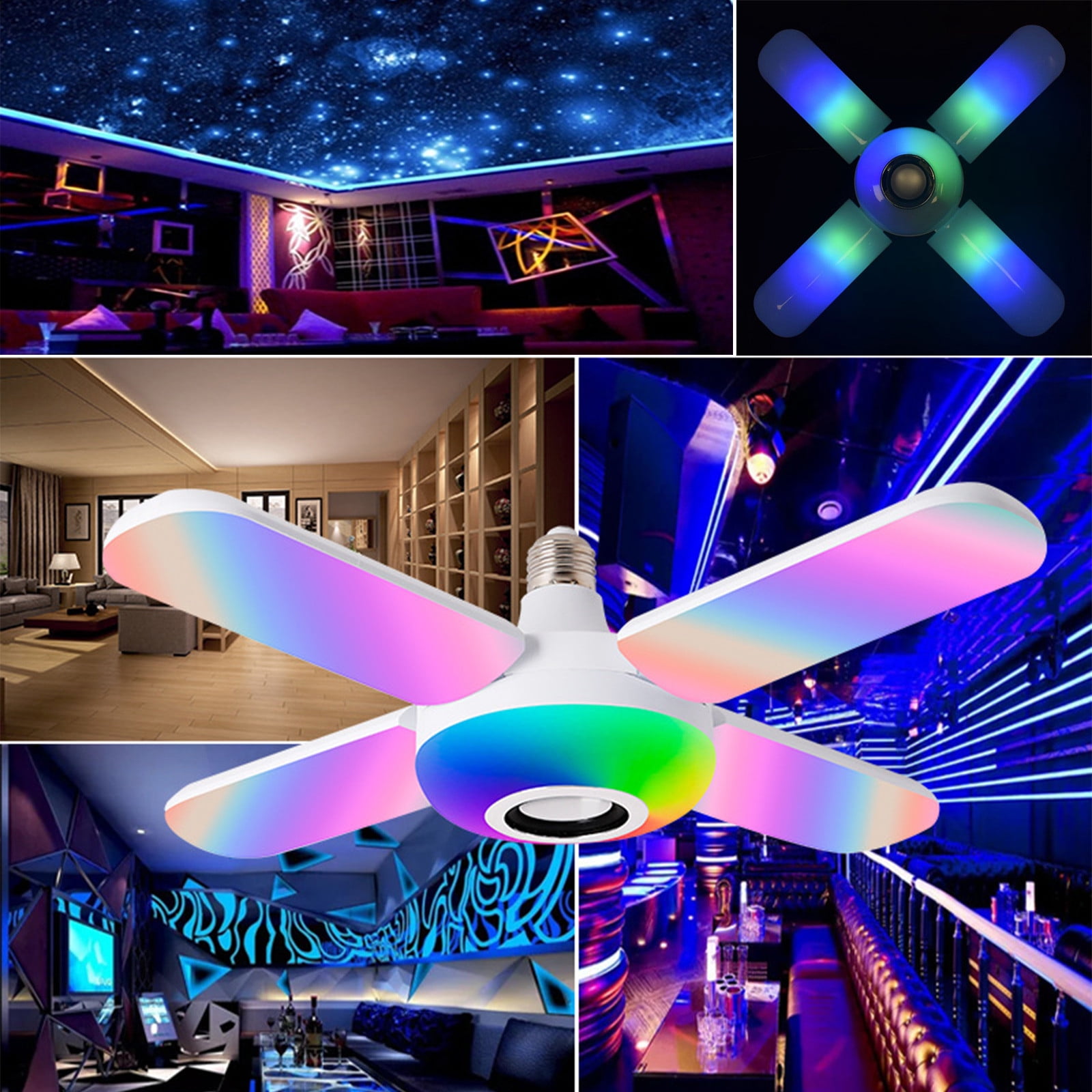 Smart Home Lights,LED Light Bulb With Integrated Bluetooth Speaker, E27 RGB Changing Lamp,24 Keys Remote Control RGB Color Changing Speaker Bulb For Party, Home//Portable Fan