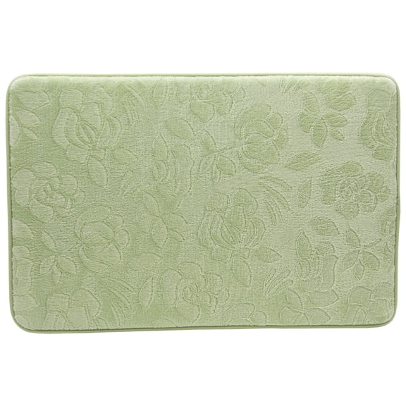 Smart Home Rose Embossed Mint Green Non Slip Memory Foam Comfort Bath Mat