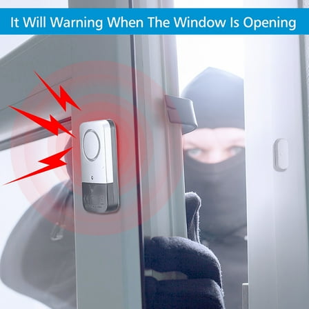 Smart Home Security: 4,Piece Wireless Door  Window Alarm Set, Detects Entry, 120dB Siren