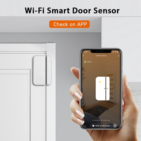 Smart Home Security Alarm System, QQZ WiFi Door Sensor with Remote Alerts, Real-Time Mobile Notifications for Doors Windows via SmartLife App