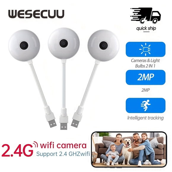Smart Home Security Camera 360° Indoor Pet Cam with Phone App, Two-Way Audio, Motion Tracking, Night Vision, Alexa Compatible Wireless Surveillance Camera