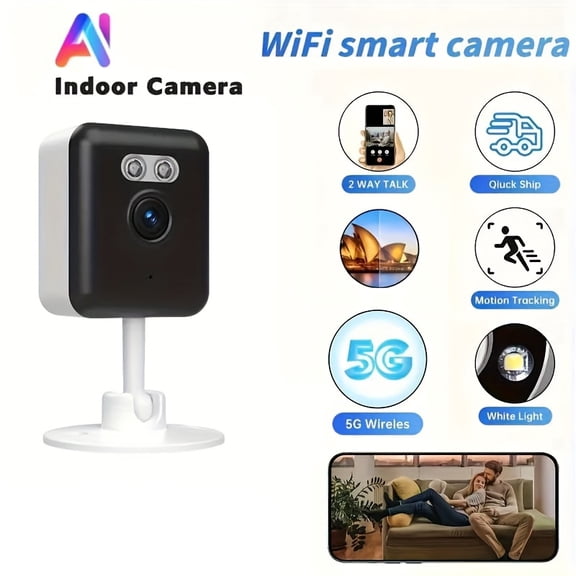 [Smart Home Security Camera] 5G/2.4GHz Dual-band WiFi Wireless Surveillance Camera, 4MP High-definition, Enhanced Color Night Vision, Two-way Audio, Motion Sensor Detection, Alarm, Indoor And Outdoor