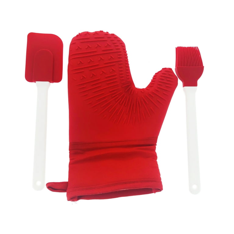 .com - Silicone Oven Mitt and Potholder: This Extra Long Red Glove  Saves Forearms From Burns, Waterproof Rubber Withstands Hot Steam and Heat  Up To 482°F