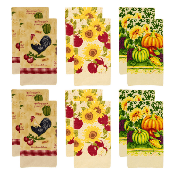 Smart Home Welcome Home Country Farmhouse Kitchen Microfiber Towels, Set of 12