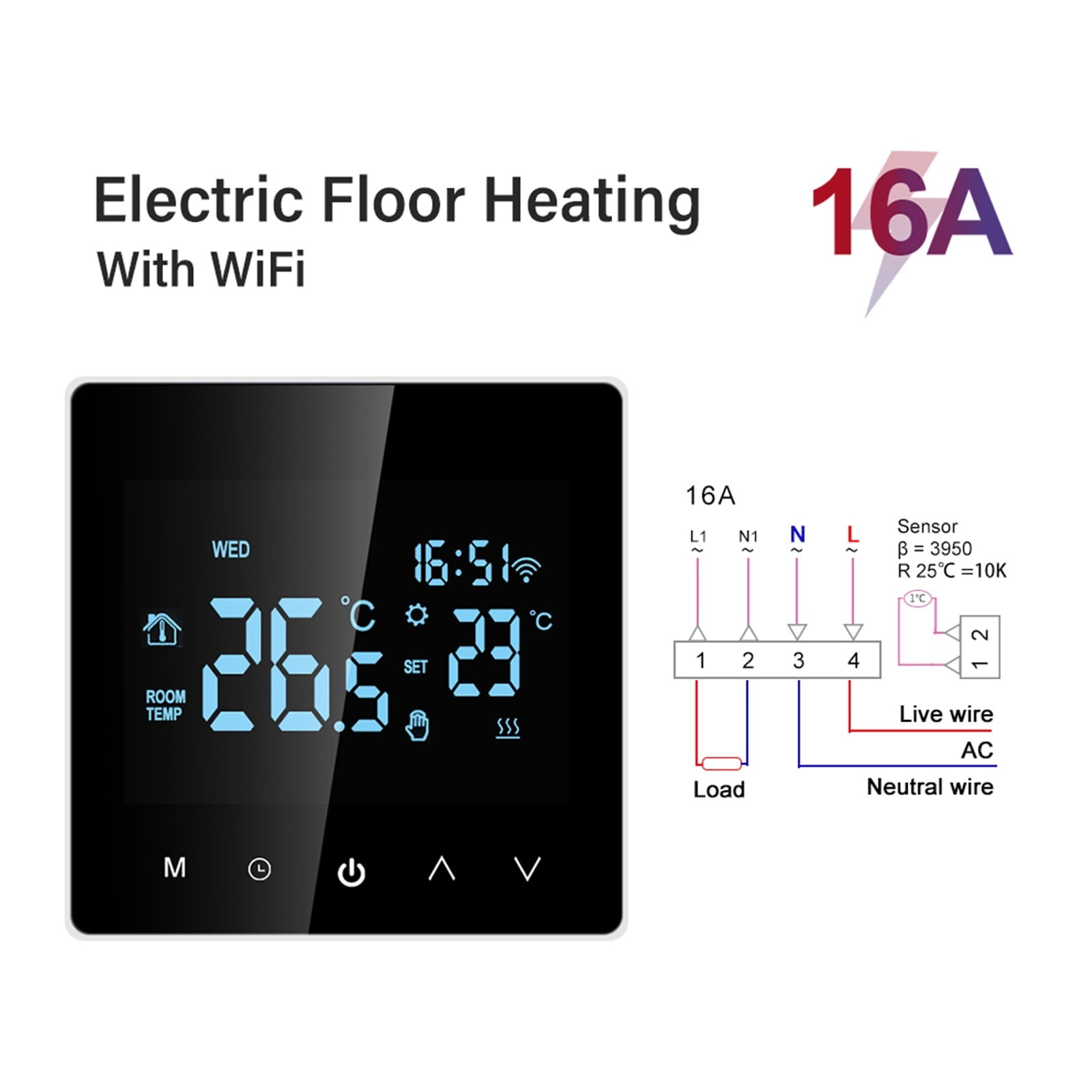 Smart Home Wifi Heating Thermostat Heating Water/Gas Boiler Electric ...