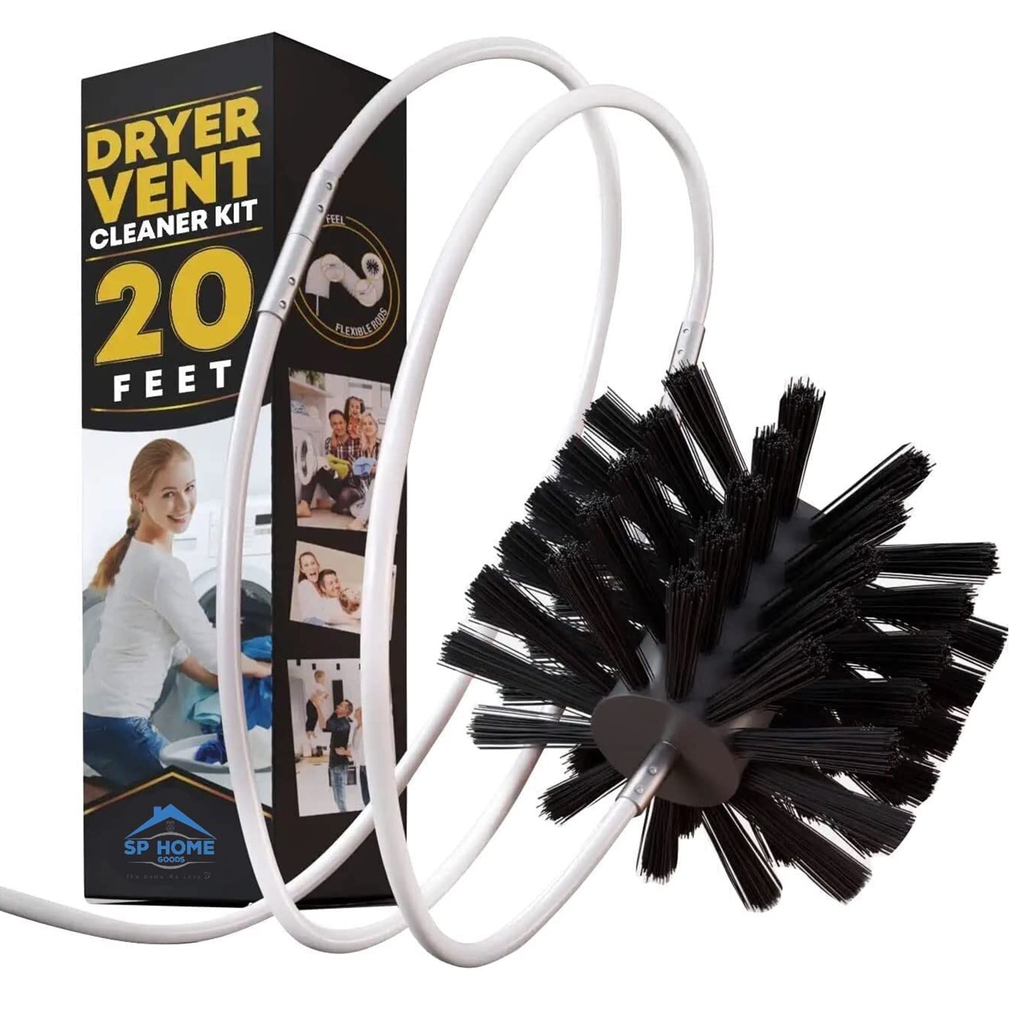 Dryvenck 20 Feet Dryer Vent Cleaner Kit,Lint Brush with Drill Attachment,Dryer  Cleaner Brush for Easy Cleaning 