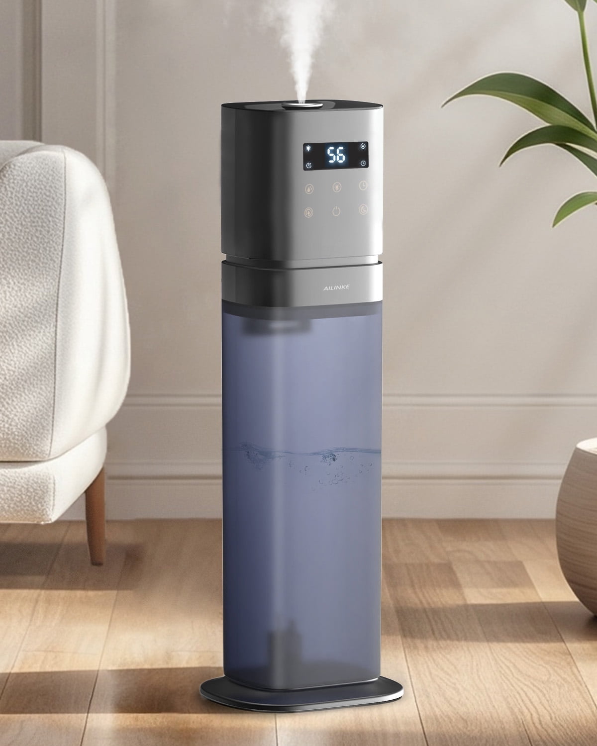Smart Humidifier Large Room, 2.1Gal/8L Humidifiers for Bedroom with Extended Tube&Night Light, Whole House Cool Mist, Dark Blue