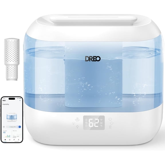 Smart Humidifier for Bedroom Top Fill 4L Large Room 28 dB 36H Runtime Touch APP Voice Control Nightlight Cool Mist Blue