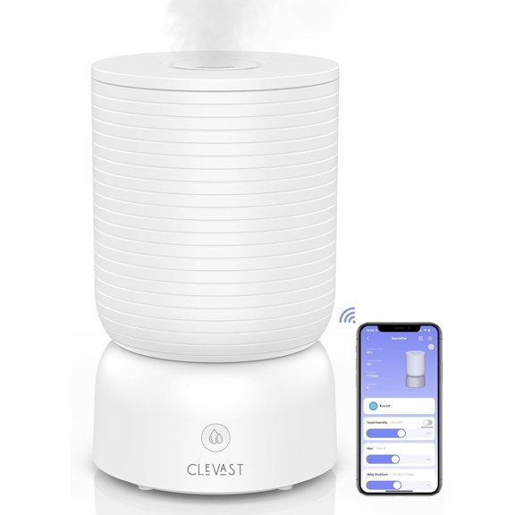 Smart Humidifiers for Bedroom, Top Fill 3L Cool Mist Quiet Ultrasonic Humidifier with Essential Oil Diffuser, Humidity Control, Wi-Fi Air Humidifier for Baby, Home, Compatible with Alexa