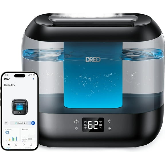 Smart Humidifiers for Bedroom, Top Fill 4L Supersized Humidifier Large Room with 28 dB, 36H Runtime, Touch/APP/Voice Control, Nightlight, Cool Mist Baby, Plants, Indoor, Black