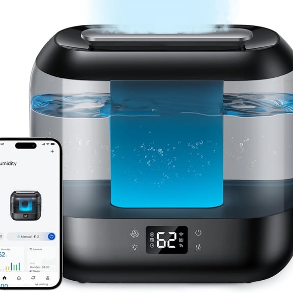 Smart Humidifiers for Bedroom, Top Fill 4L Supersized Humidifier Large Room with 28 dB, 36H Runtime, Touch/APP/Voice Control, Nightlight, Cool Mist Humidifiers for Baby, Plants, Indoor,